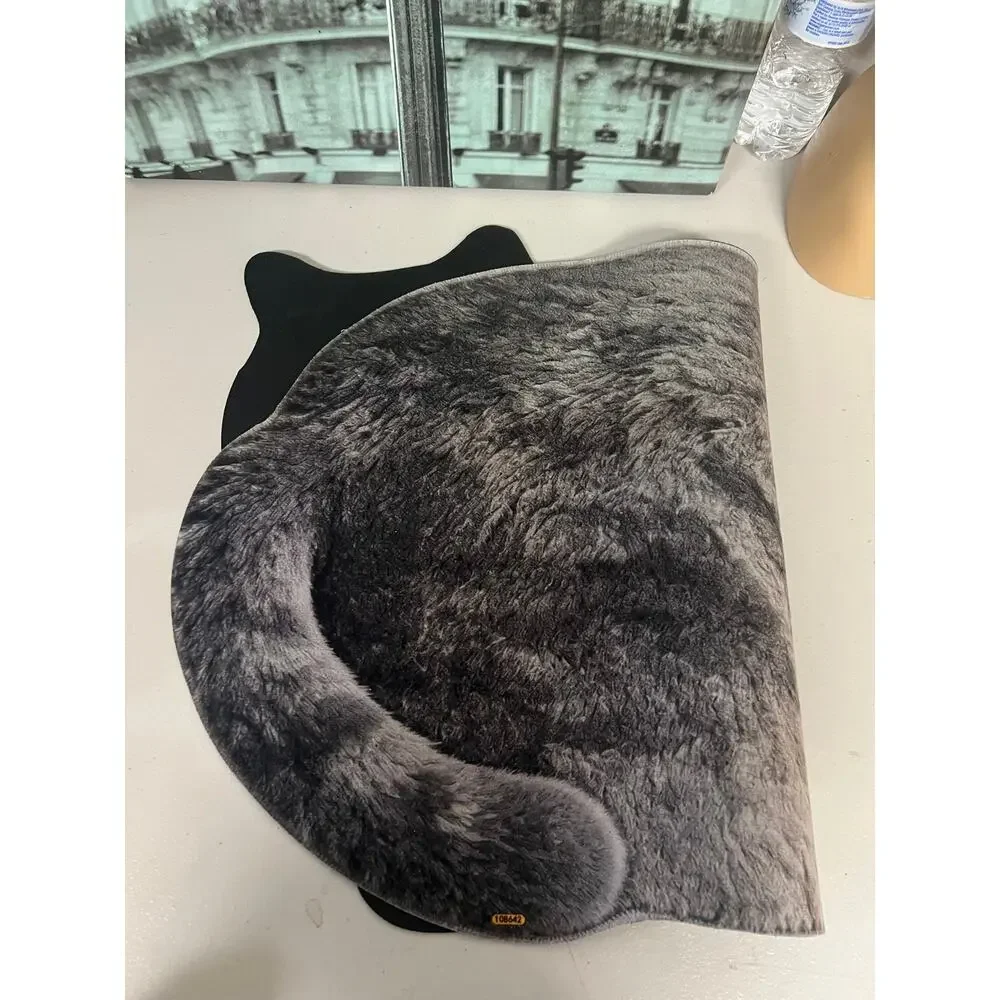 Cute Cat Shaped Plush Floor Rug Anti-Slip Rubber Back Soft Carpet Home Decor